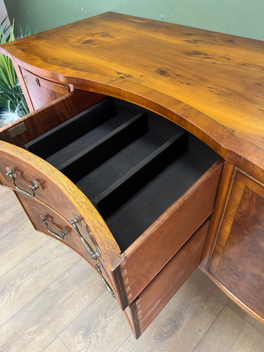 Bevan Funnell Yew Wood Serpentine Fronted Sideboard (SKU92)
