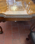 Burr Walnut Coffee Table With Ornately Carved Cabriole Legs (SKU69)