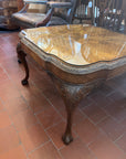 Burr Walnut Coffee Table With Ornately Carved Cabriole Legs (SKU69)