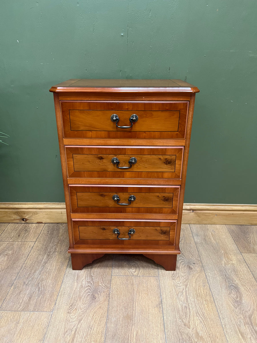 Vintage Yew Wood Small Chest Drawers / Bedside (SKU171)