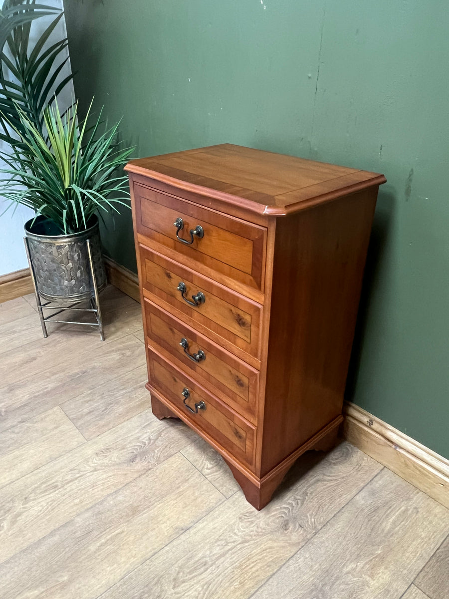 Vintage Yew Wood Small Chest Drawers / Bedside (SKU171)