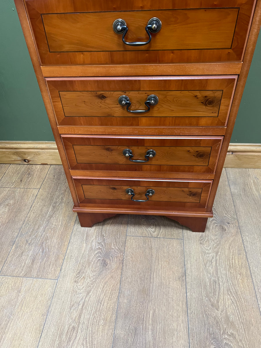 Vintage Yew Wood Small Chest Drawers / Bedside (SKU171)