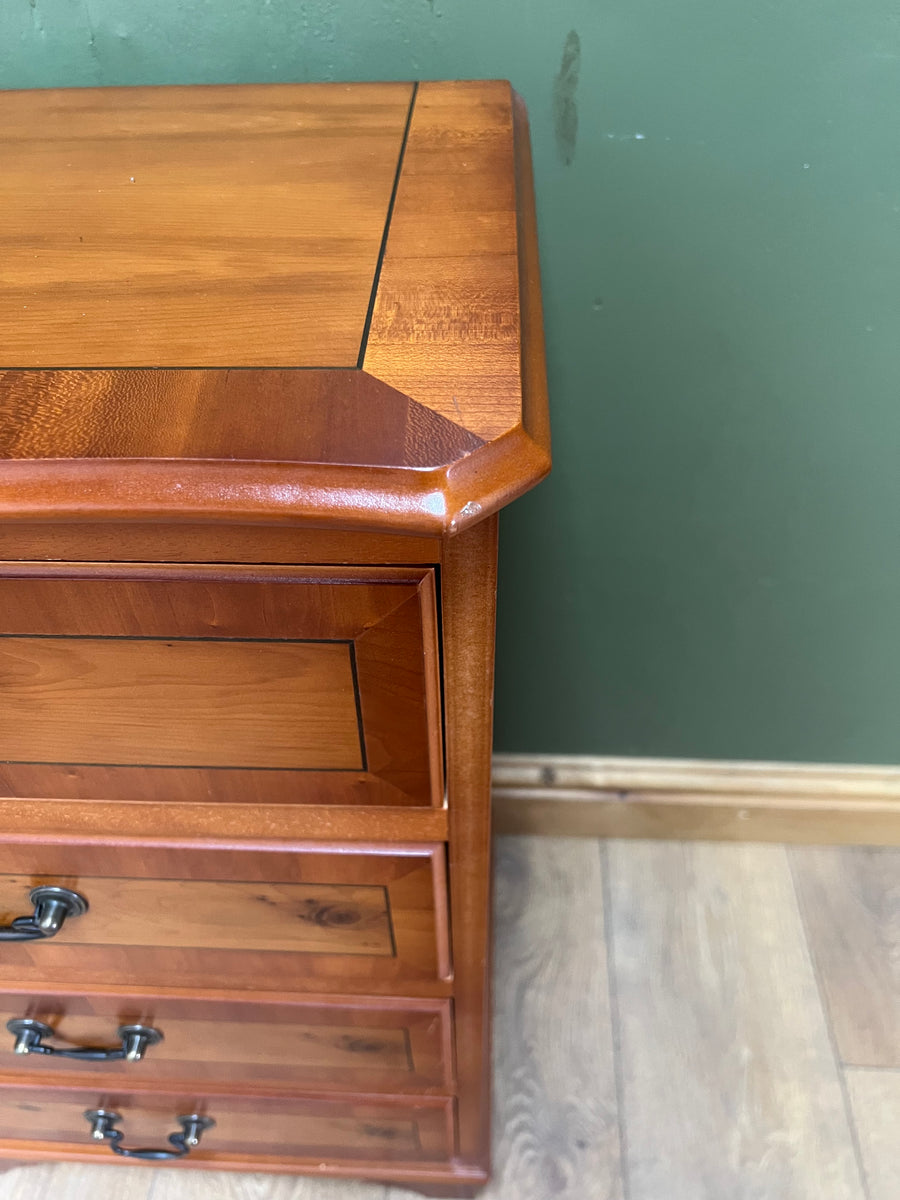 Vintage Yew Wood Small Chest Drawers / Bedside (SKU171)