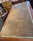 Antique Style Yew Wood Partners Desk Leather Top With Key (SKU136)