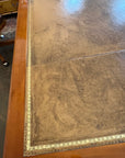 Antique Style Yew Wood Partners Desk Leather Top With Key (SKU136)