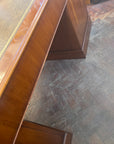 Antique Style Yew Wood Partners Desk Leather Top With Key (SKU136)