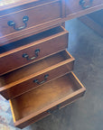 Antique Style Yew Wood Partners Desk Leather Top With Key (SKU136)