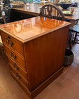 Yew Wood Deep Drawer Filing Cabinet With Key (SKU141)