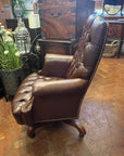 Leather Vintage American North Hickory Chair Swivel Adjustable Height (SKU139)