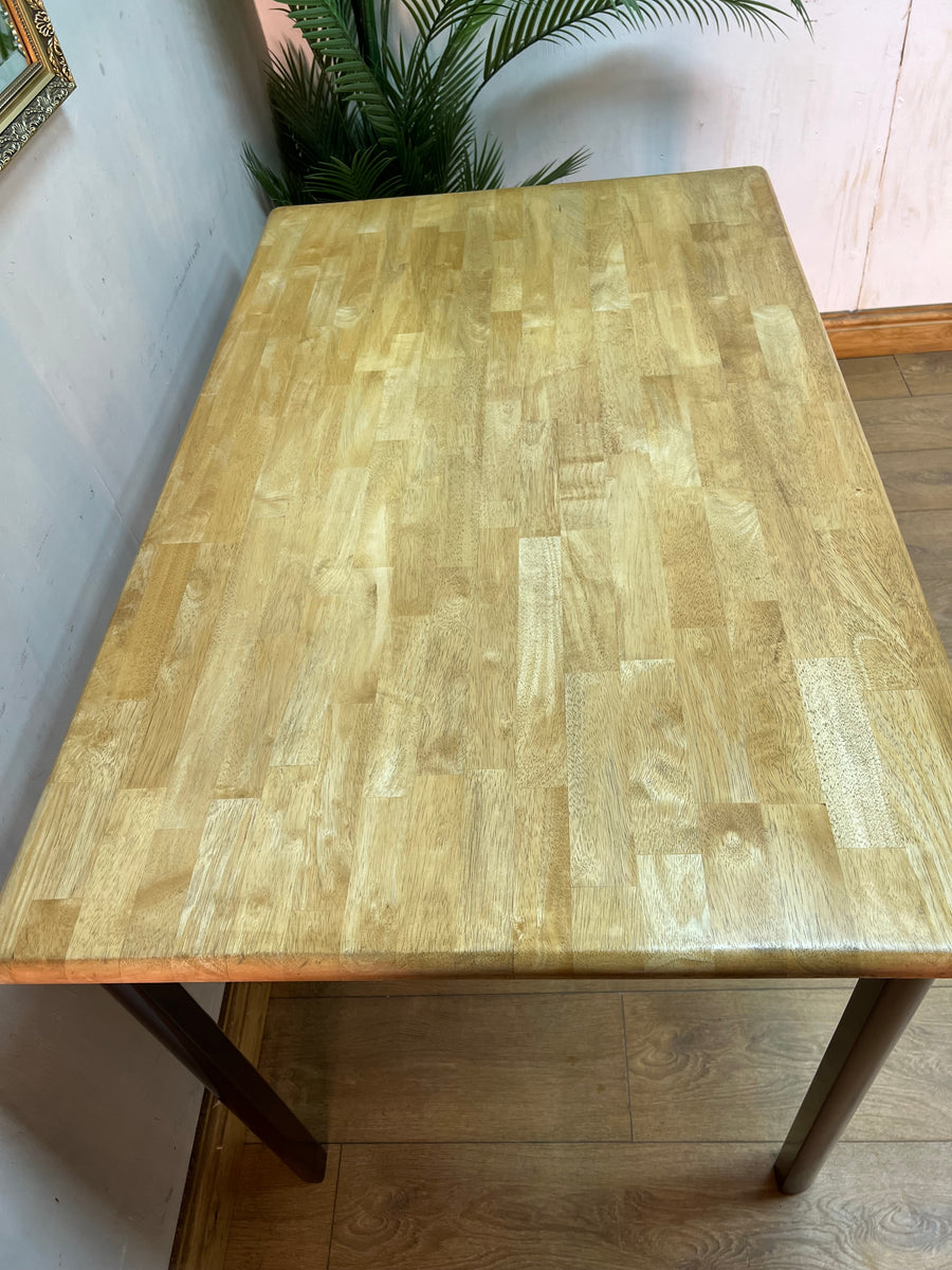 Vintage Oak Dining Table Painted Brown Legs (SKU56)