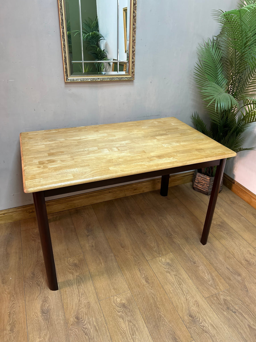 Vintage Oak Dining Table Painted Brown Legs (SKU56)