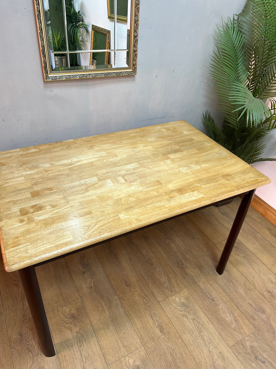 Vintage Oak Dining Table Painted Brown Legs (SKU56)