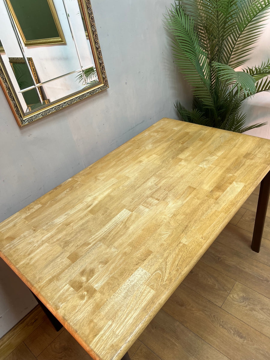 Vintage Oak Dining Table Painted Brown Legs (SKU56)