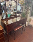 Antique Triple Mirror Dressing Table & Stool (SKU169)