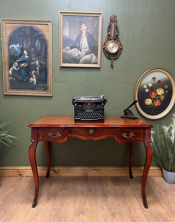 Vintage French Style Mahogany Serpentine Fronted Writing Desk (SKU129)