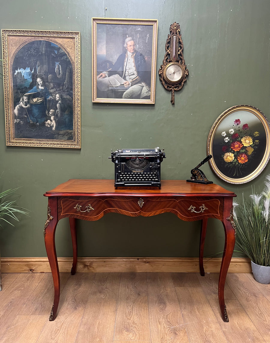Vintage French Style Mahogany Serpentine Fronted Writing Desk (SKU129)