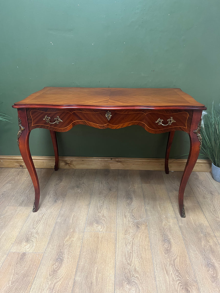 Vintage French Style Mahogany Serpentine Fronted Writing Desk (SKU129)