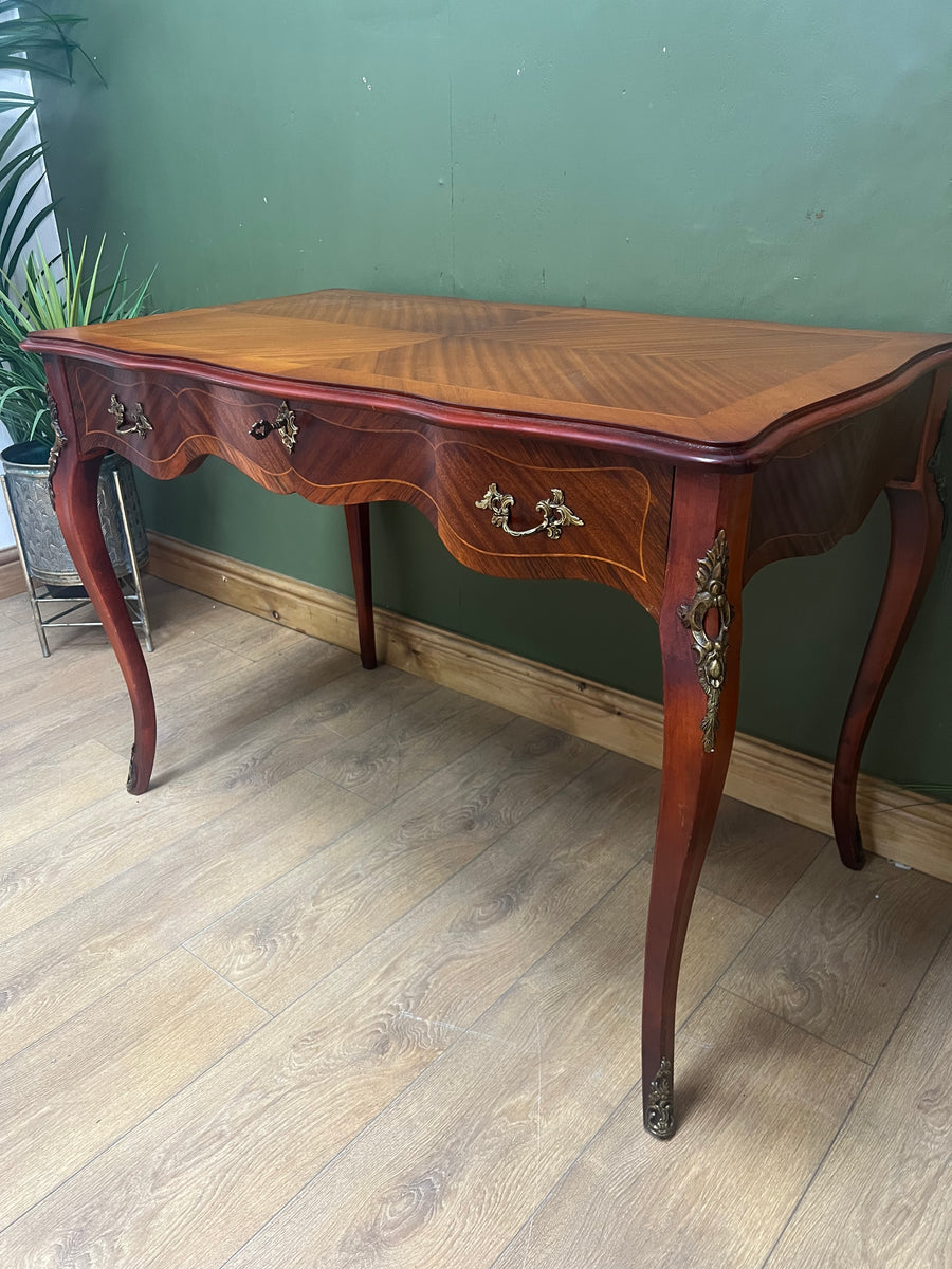 Vintage French Style Mahogany Serpentine Fronted Writing Desk (SKU129)