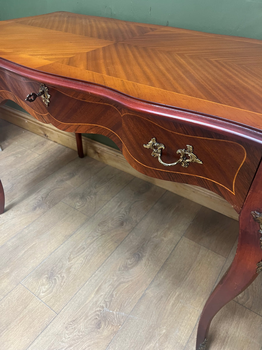 Vintage French Style Mahogany Serpentine Fronted Writing Desk (SKU129)