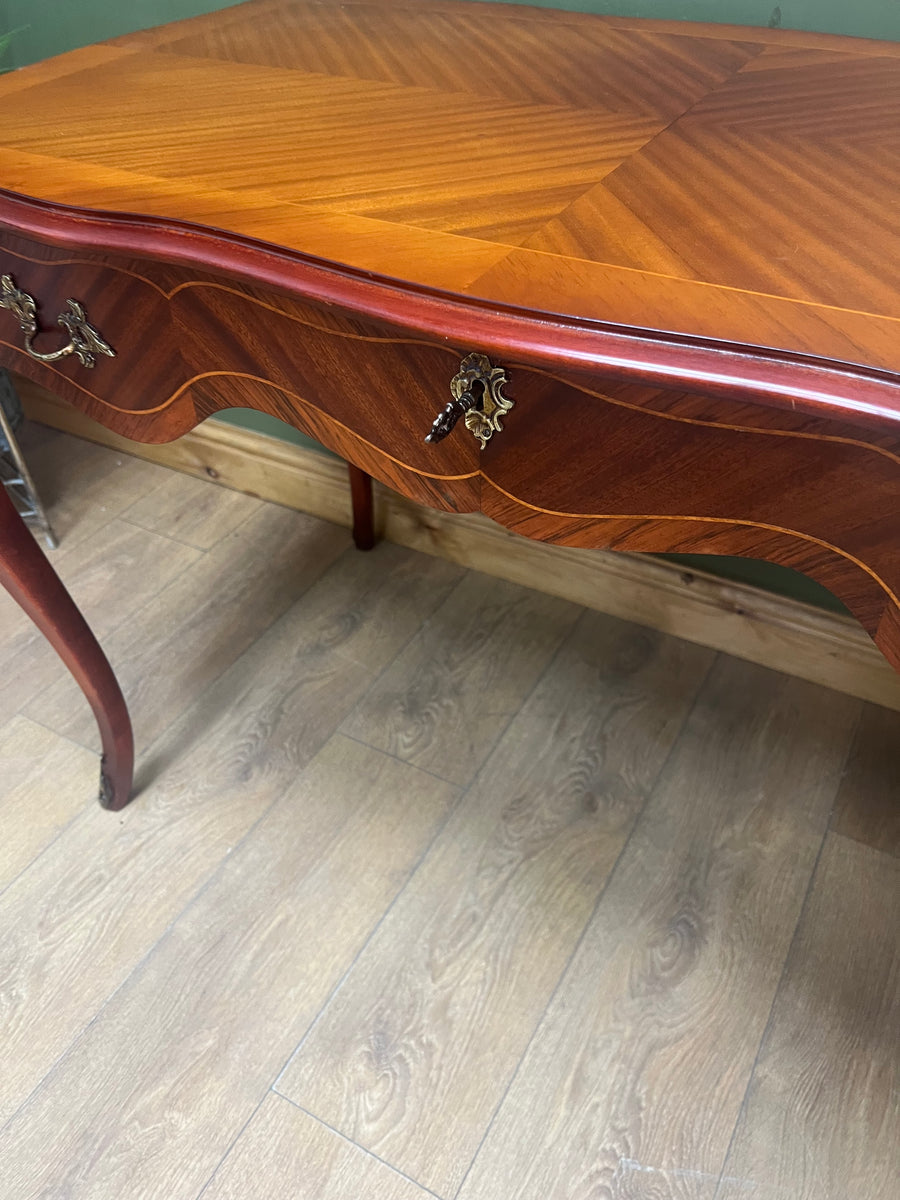 Vintage French Style Mahogany Serpentine Fronted Writing Desk (SKU129)