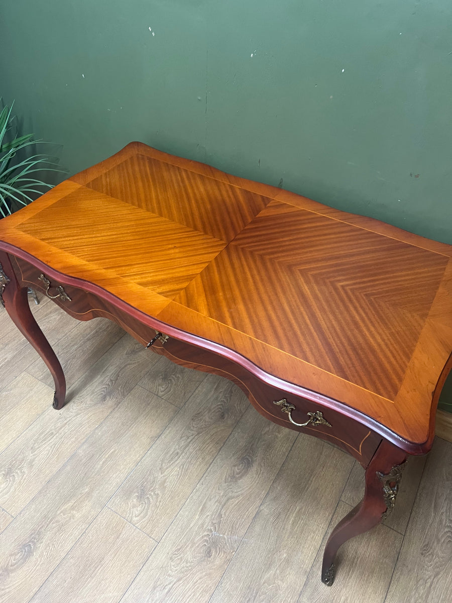 Vintage French Style Mahogany Serpentine Fronted Writing Desk (SKU129)
