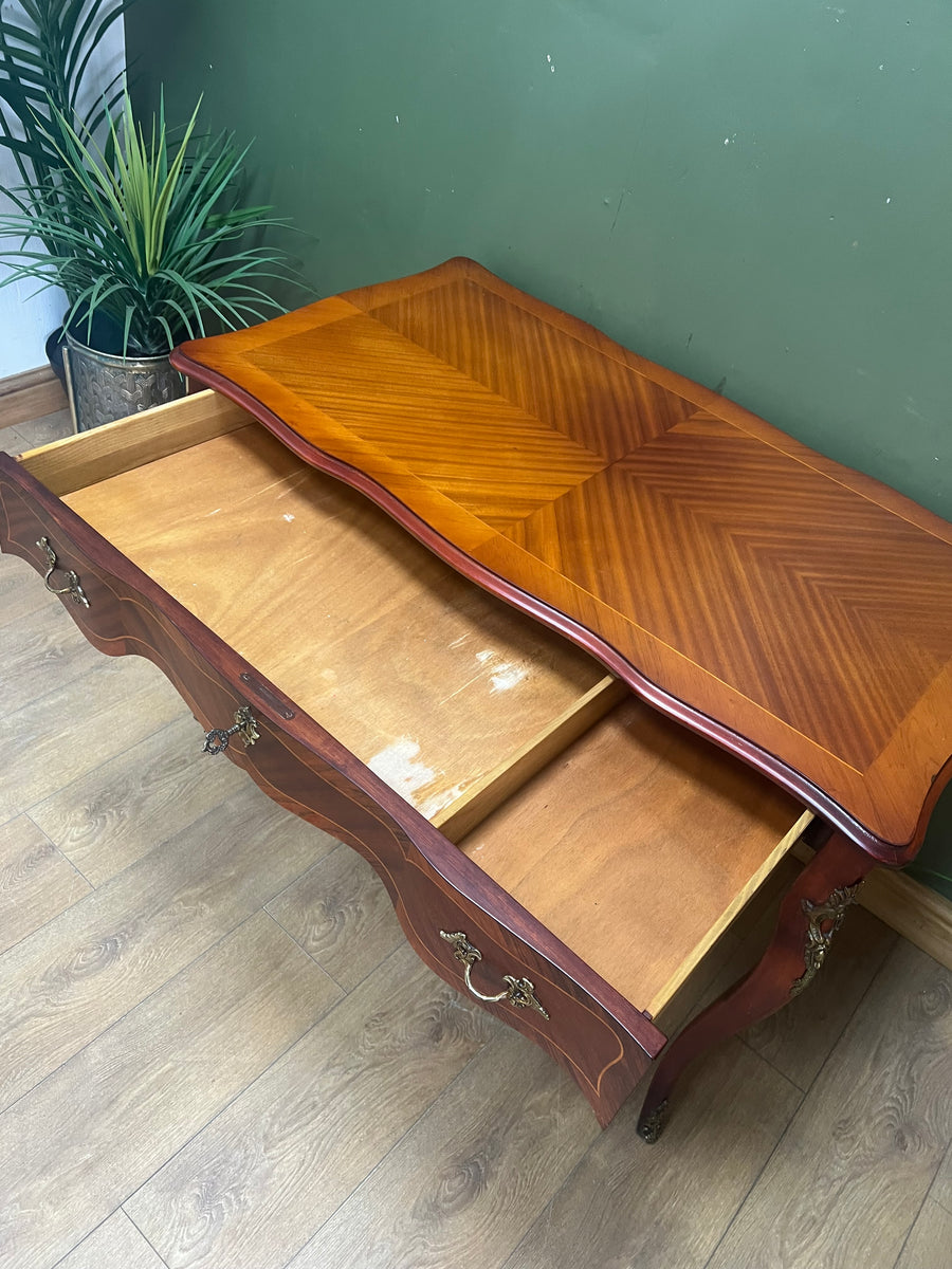 Vintage French Style Mahogany Serpentine Fronted Writing Desk (SKU129)