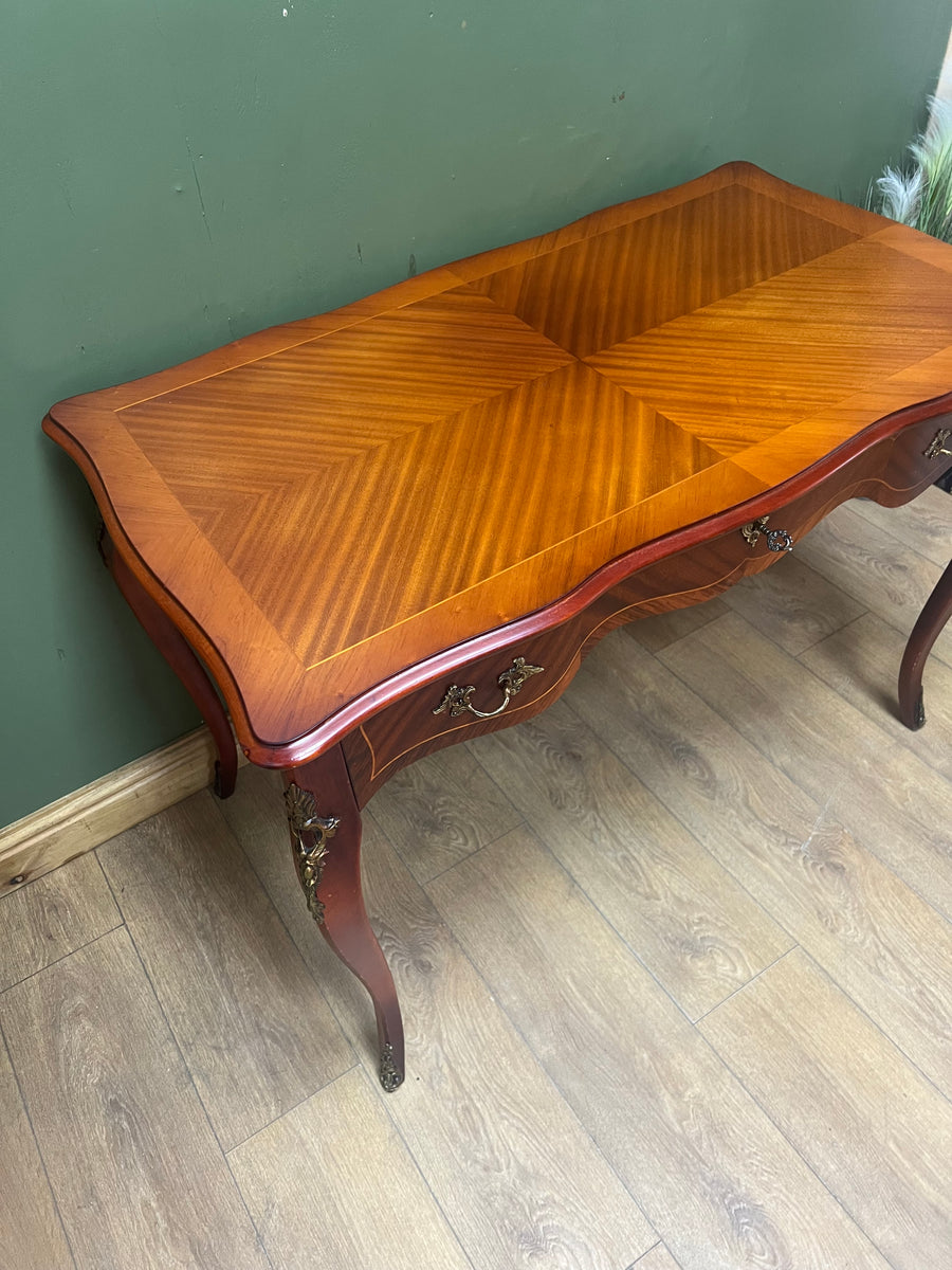 Vintage French Style Mahogany Serpentine Fronted Writing Desk (SKU129)
