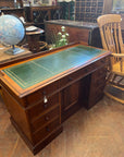 Antique Victorian Twin Pedestal Desk Leather Top (SKU124)