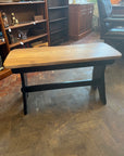 Solid Oak Wavy Edge Trestle 2 Seater Bench / Coffee Table  (SKU56)