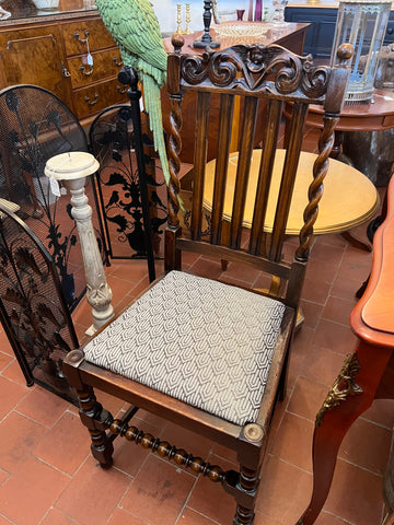Antique Barley Twist Carved English Oak Occasional Chair (SKU59)
