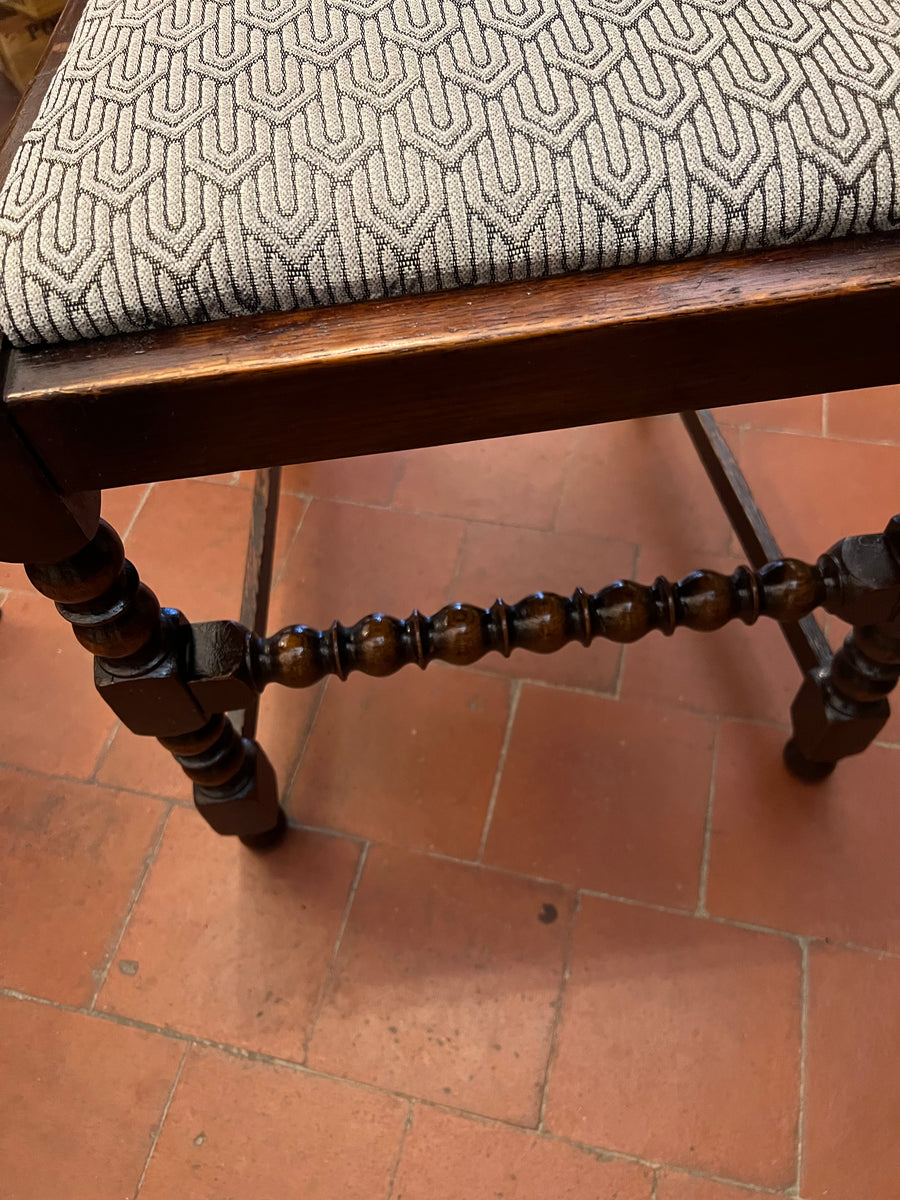 Antique Barley Twist Carved English Oak Occasional Chair (SKU59)