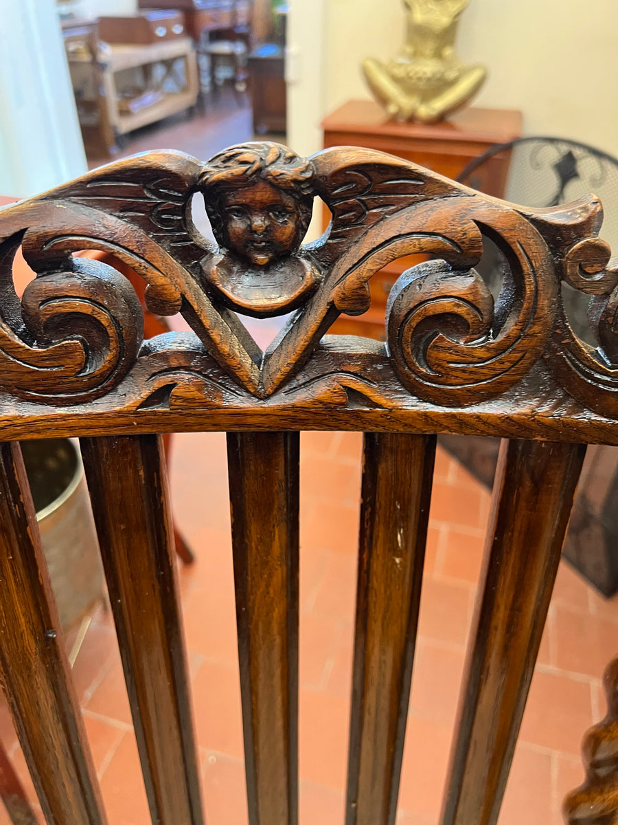 Antique Barley Twist Carved English Oak Occasional Chair (SKU59)