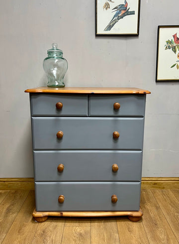 Pine Chest Drawers Painted Pale Blue (SKU168)