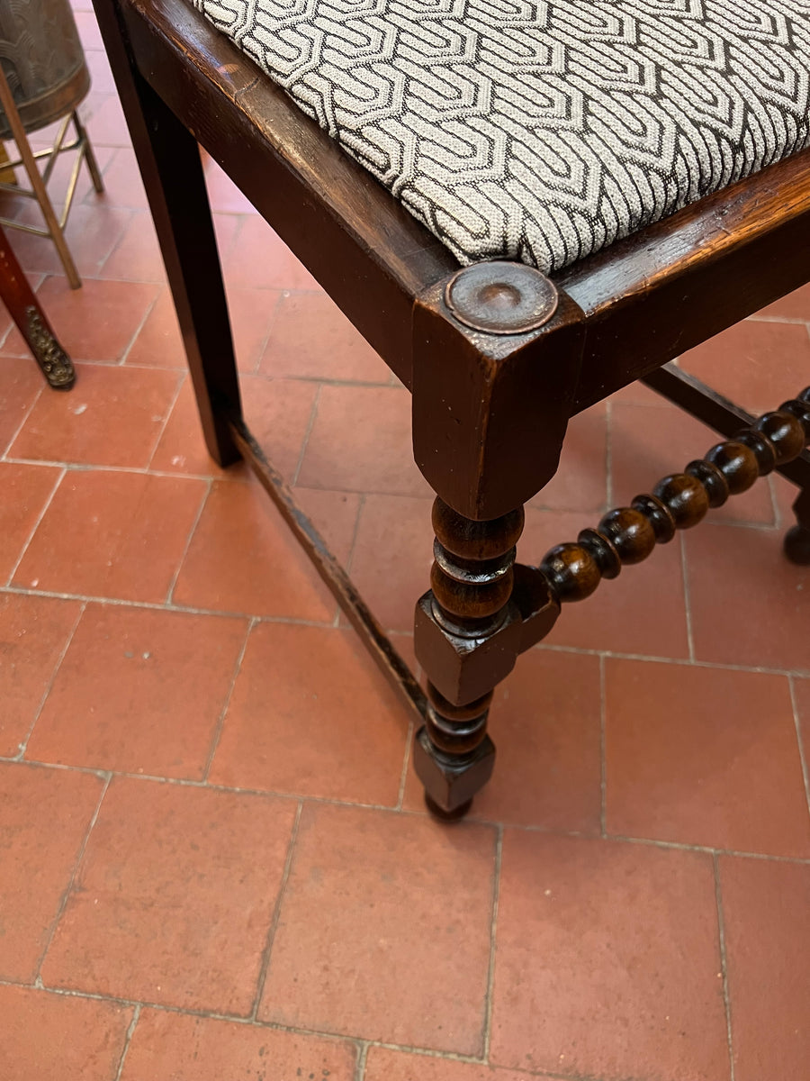 Antique Barley Twist Carved English Oak Occasional Chair (SKU59)
