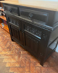 Vintage Oak Wooden Sideboard Painted Black Base (SKU059)