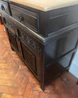 Vintage Oak Wooden Sideboard Painted Black Base (SKU059)