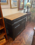 Vintage Oak Wooden Sideboard Painted Black Base (SKU059)