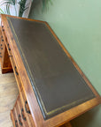 Vintage Twin Pedestal Desk Leather Top With Key (SKU134)
