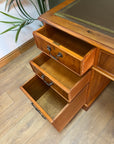 Vintage Twin Pedestal Desk Leather Top With Key (SKU134)