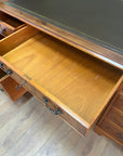 Vintage Twin Pedestal Desk Leather Top With Key (SKU134)
