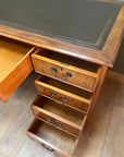Vintage Twin Pedestal Desk Leather Top With Key (SKU134)