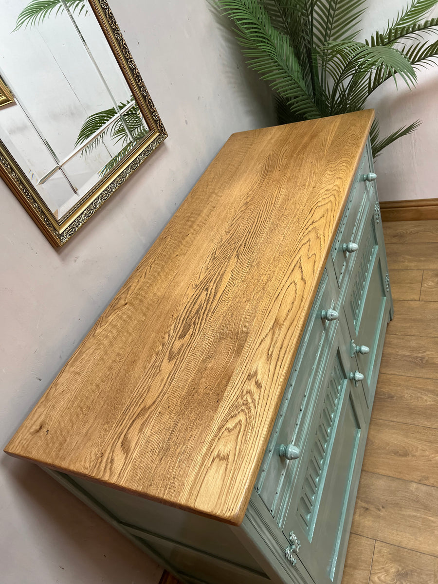 Vintage Oak Sideboard Green/White (SKU028)