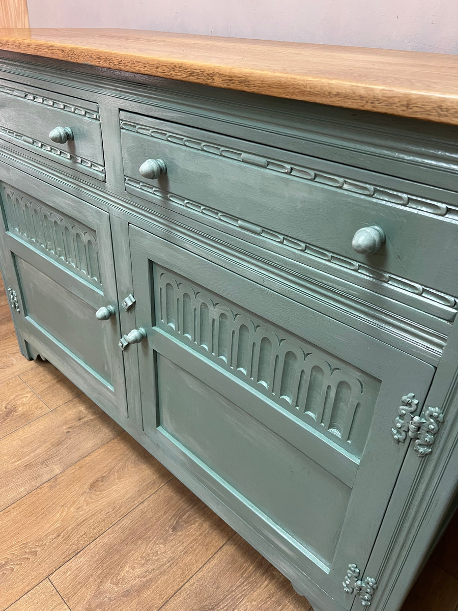 Vintage Oak Sideboard Green/White (SKU028)