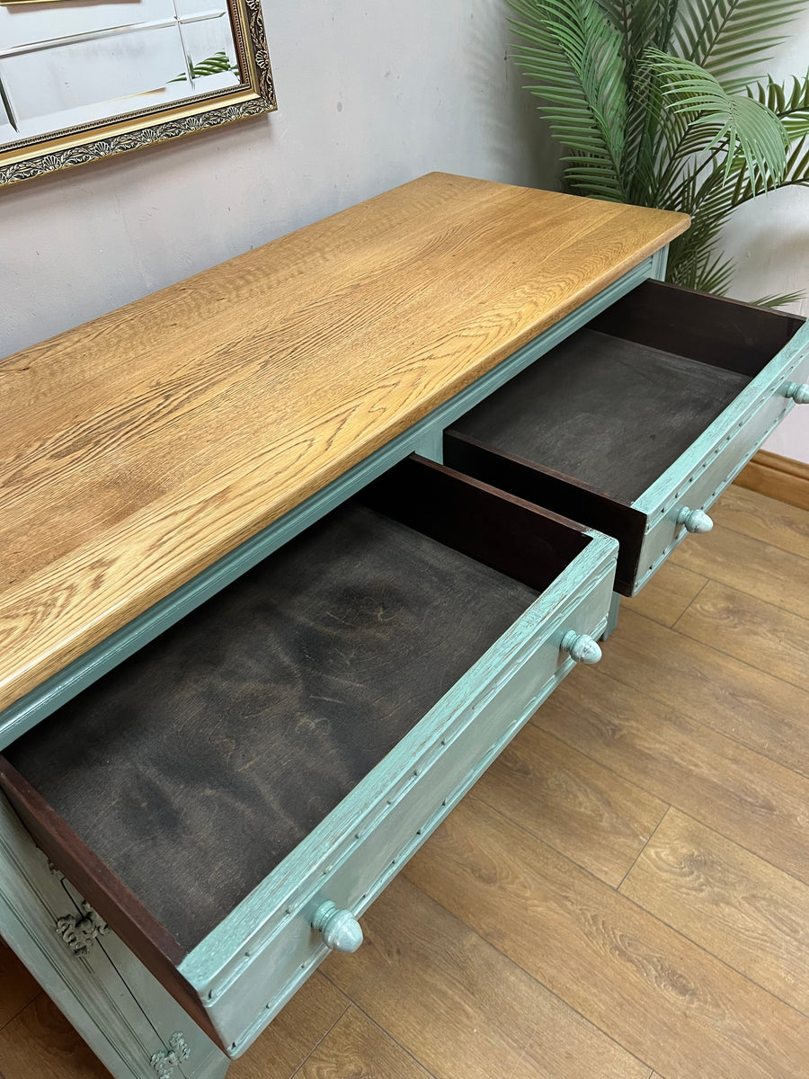 Vintage Oak Sideboard Green/White (SKU028)