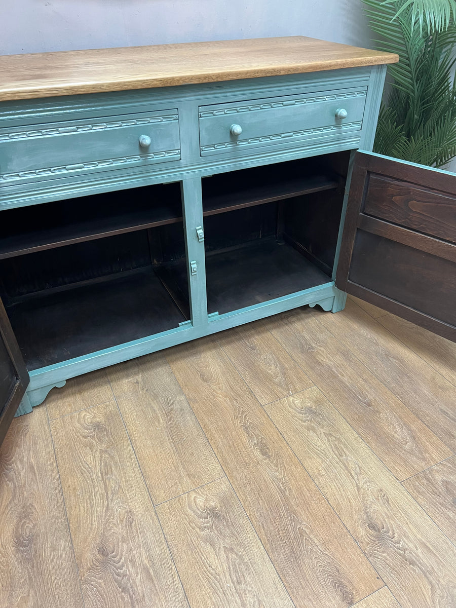 Vintage Oak Sideboard Green/White (SKU028)