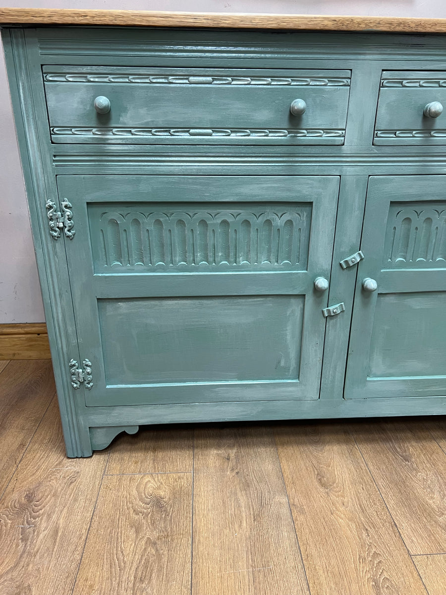 Vintage Oak Sideboard Green/White (SKU028)