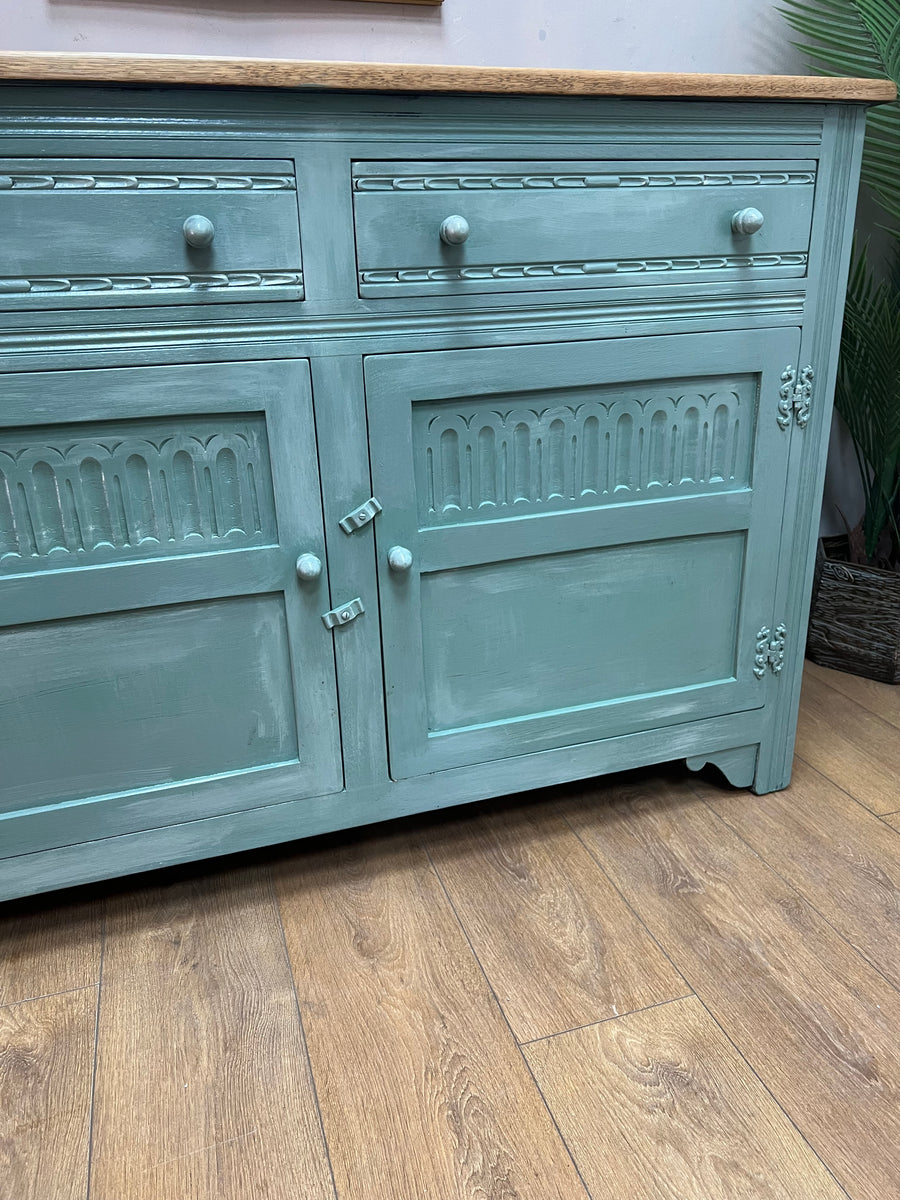 Vintage Oak Sideboard Green/White (SKU028)