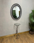 Metal Pedestal Grapevine Glass Top Plant / Lamp Stand Table (SKU66)
