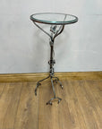 Metal Pedestal Grapevine Glass Top Plant / Lamp Stand Table (SKU66)