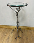 Metal Pedestal Grapevine Glass Top Plant / Lamp Stand Table (SKU66)